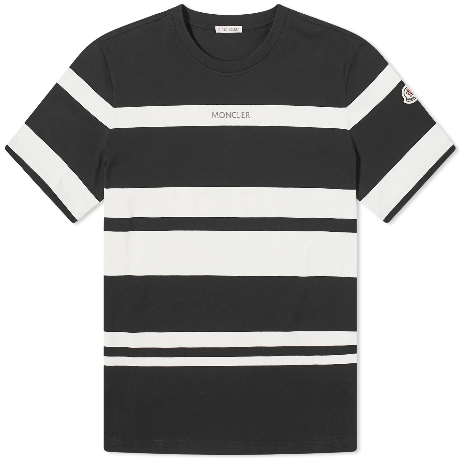 Moncler Men's Stripe Logo T-Shirt Black | END. Clothing