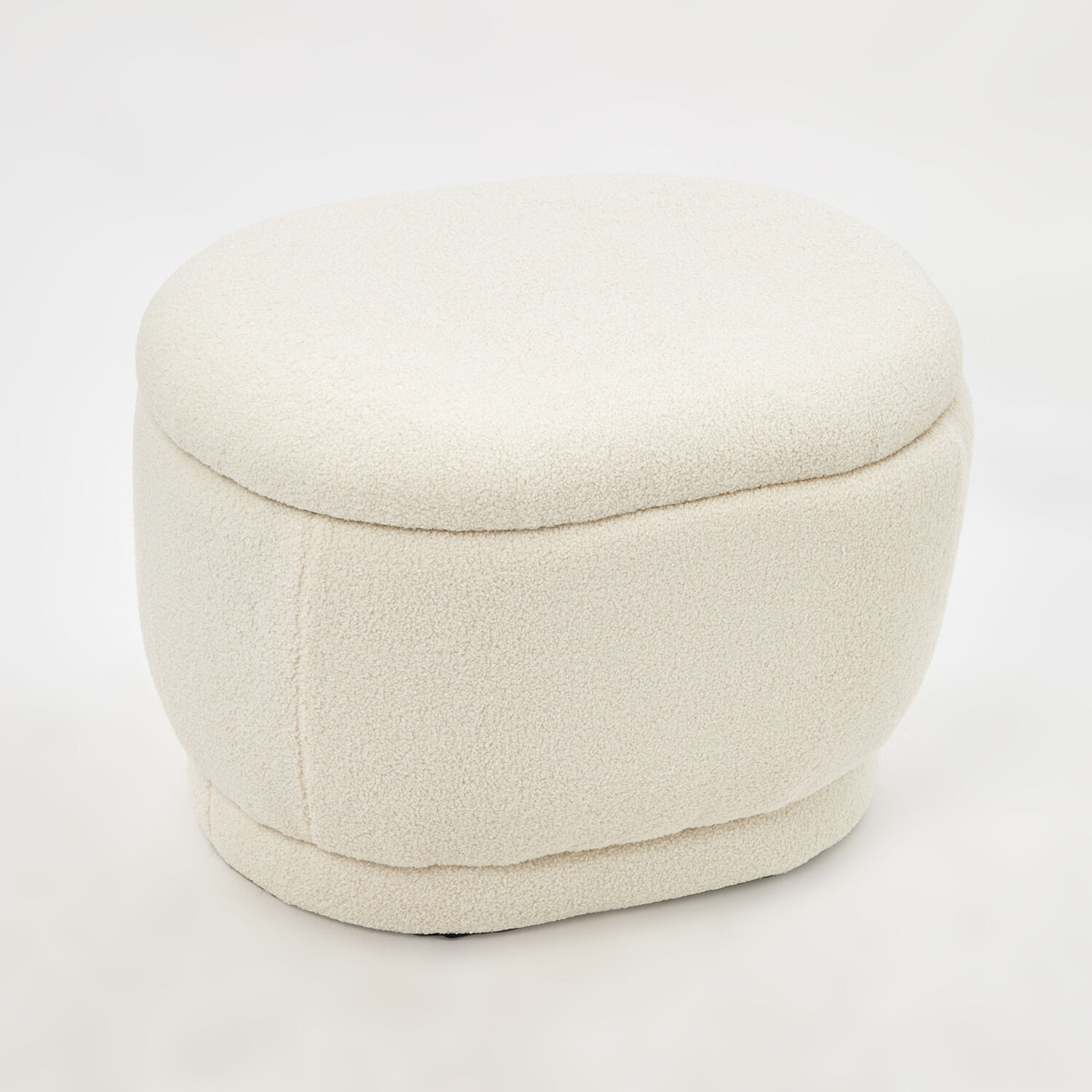 Cream Teddy Fleece Oval Storage Stool 42x62cm | TK Maxx