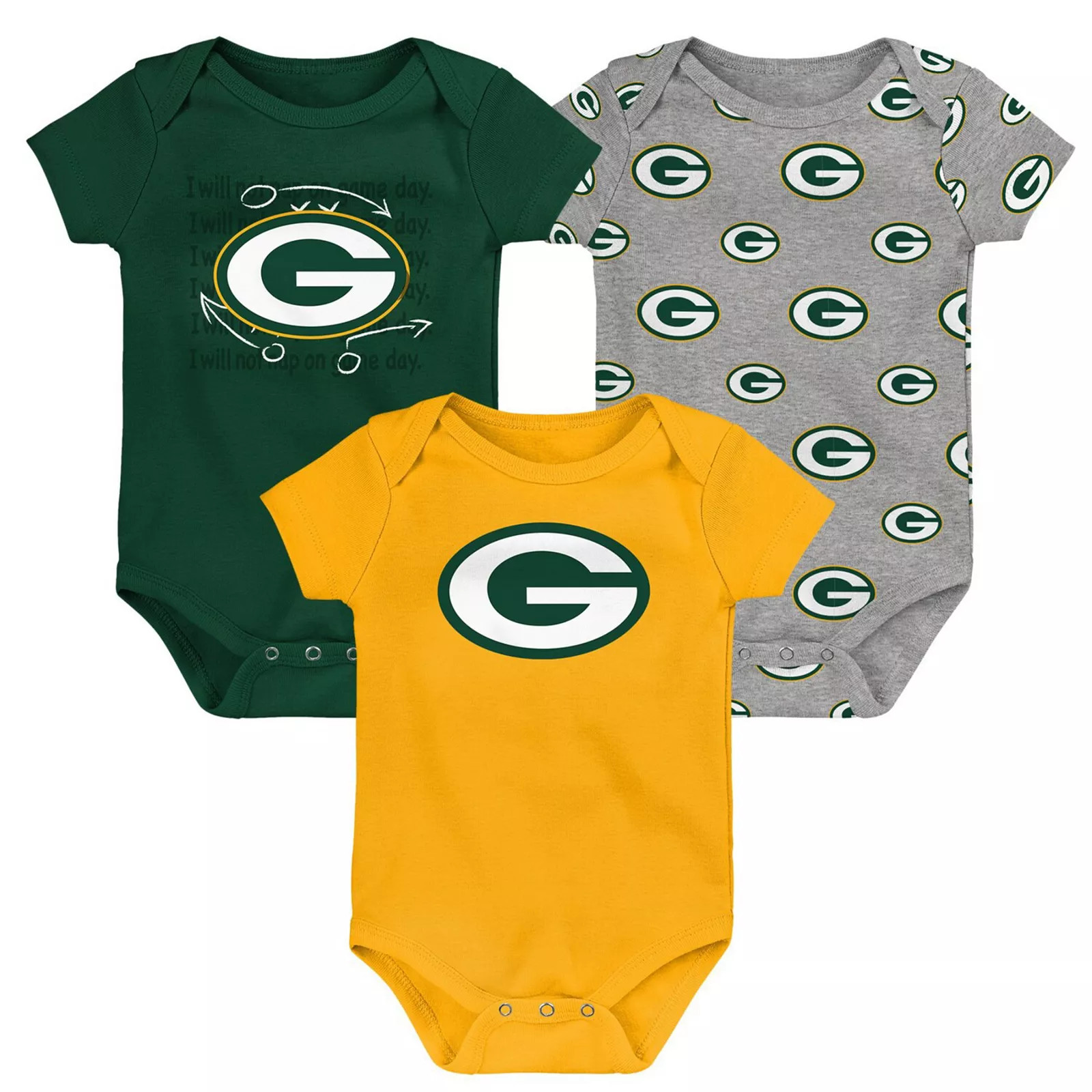 Newborn & Infant Green Bay Packers Team Starter 3-Pack Bodysuit Set, Kids Unisex, Size: 0-3 Months | Kohl's