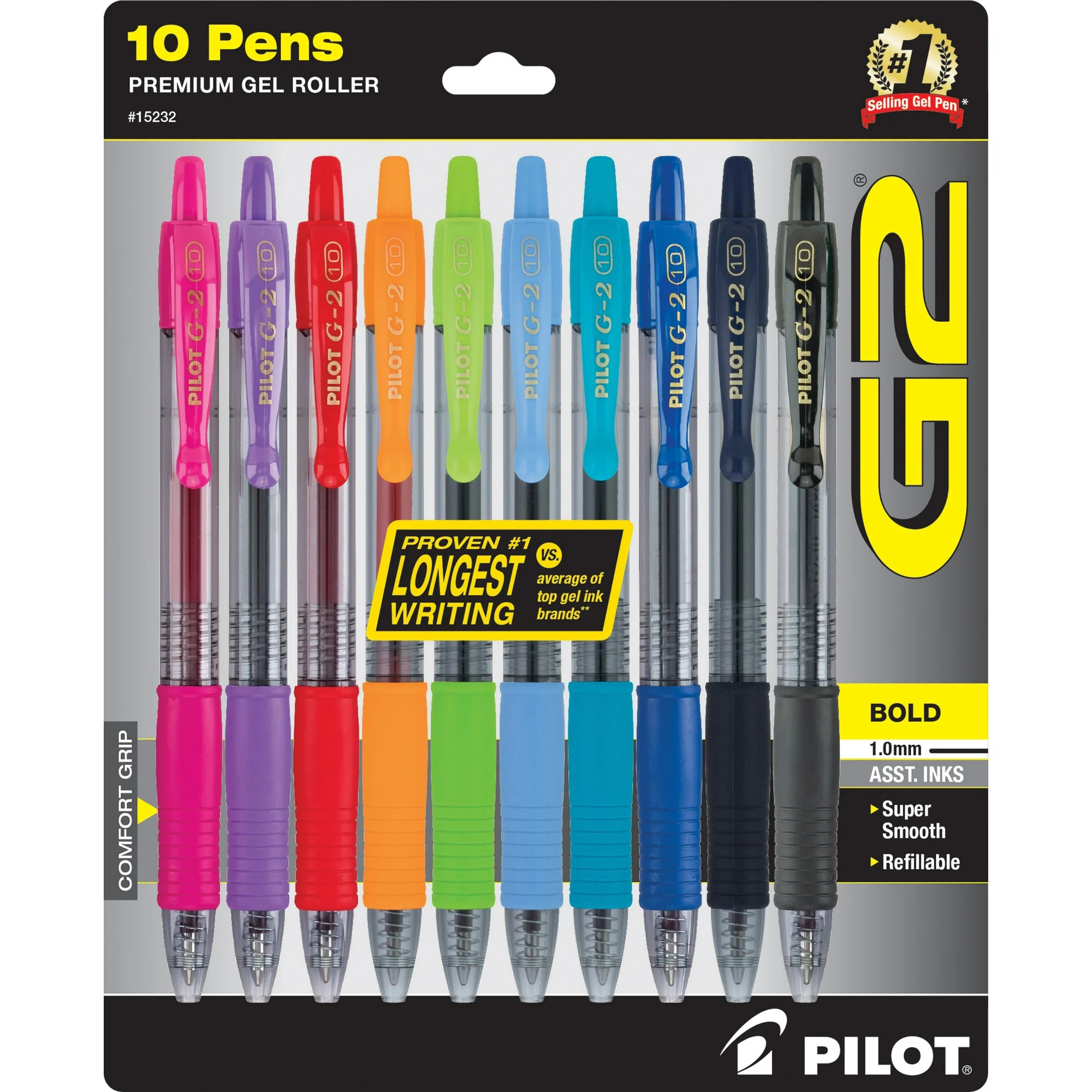 Pilot G2 Premium Retractable Gel Ink Rolling Ball Pens, Bold Point, Assorted Ink, 10 Count - Walm... | Walmart (US)