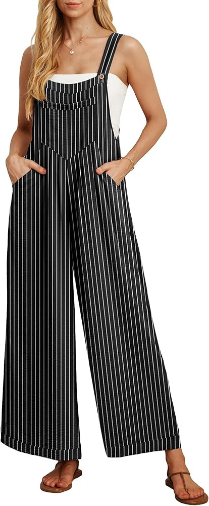 IWOLLENCE Women's Summer Jumpsuits Boho Wide Leg Overalls Casual Loose Rompers with Pockets 2025 | Amazon (US)