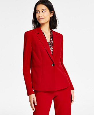 Kasper Women's Stretch-Crepe One-Button Seamed Jacket, Regular & Petite  - Macy's | Macy's