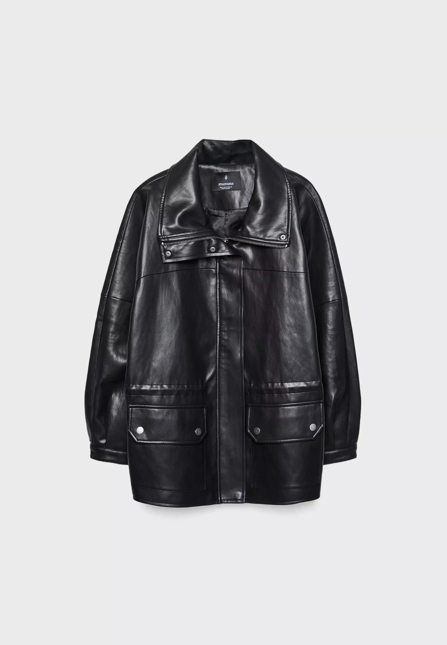 Leather effect medium-length parka | Stradivarius (UK)