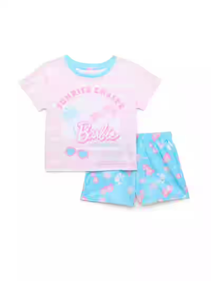 Barbie Little Girls and Big Girls Graphic Tee and Shorts Pajama Set, 2-Piece, Sizes 4-12 | Walmart (US)