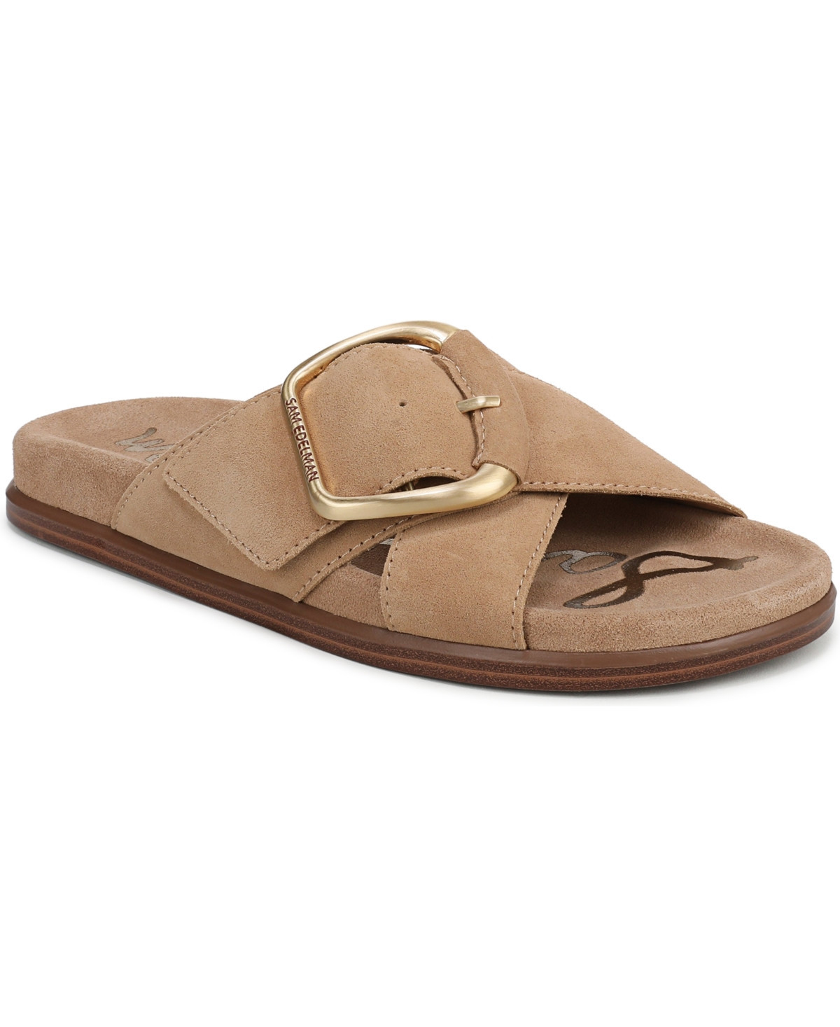 Sam Edelman Women's Darla Slide Flat Sandals - Light Tan Suede | Macy's