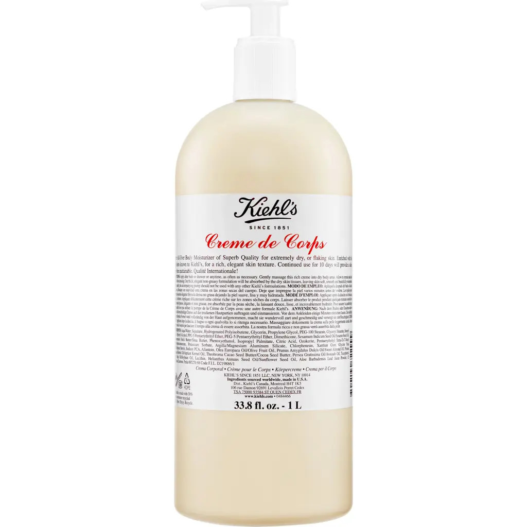 Kiehl's Since 1851 Creme de Corps Refillable Body Lotion with Cocoa Butter in Bottle at Nordstrom, Size 33.8 Oz | Nordstrom