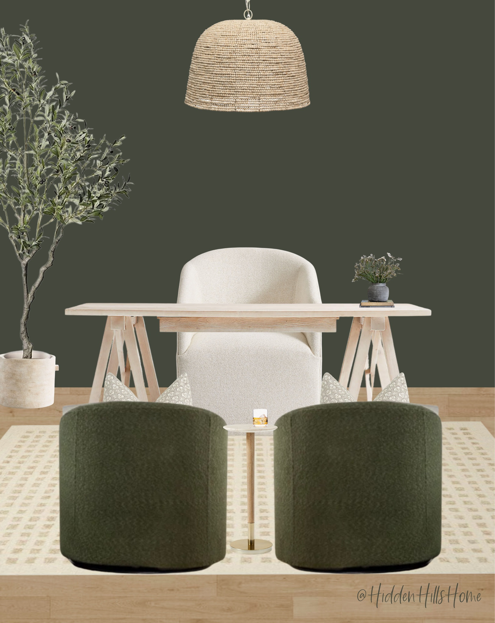 Home office decor ideas with dark green walls! This office desk is on clearance! Home office mood board, home office inspiration #homeoffice 

#LTKsalealert #LTKhome #LTKCyberWeek