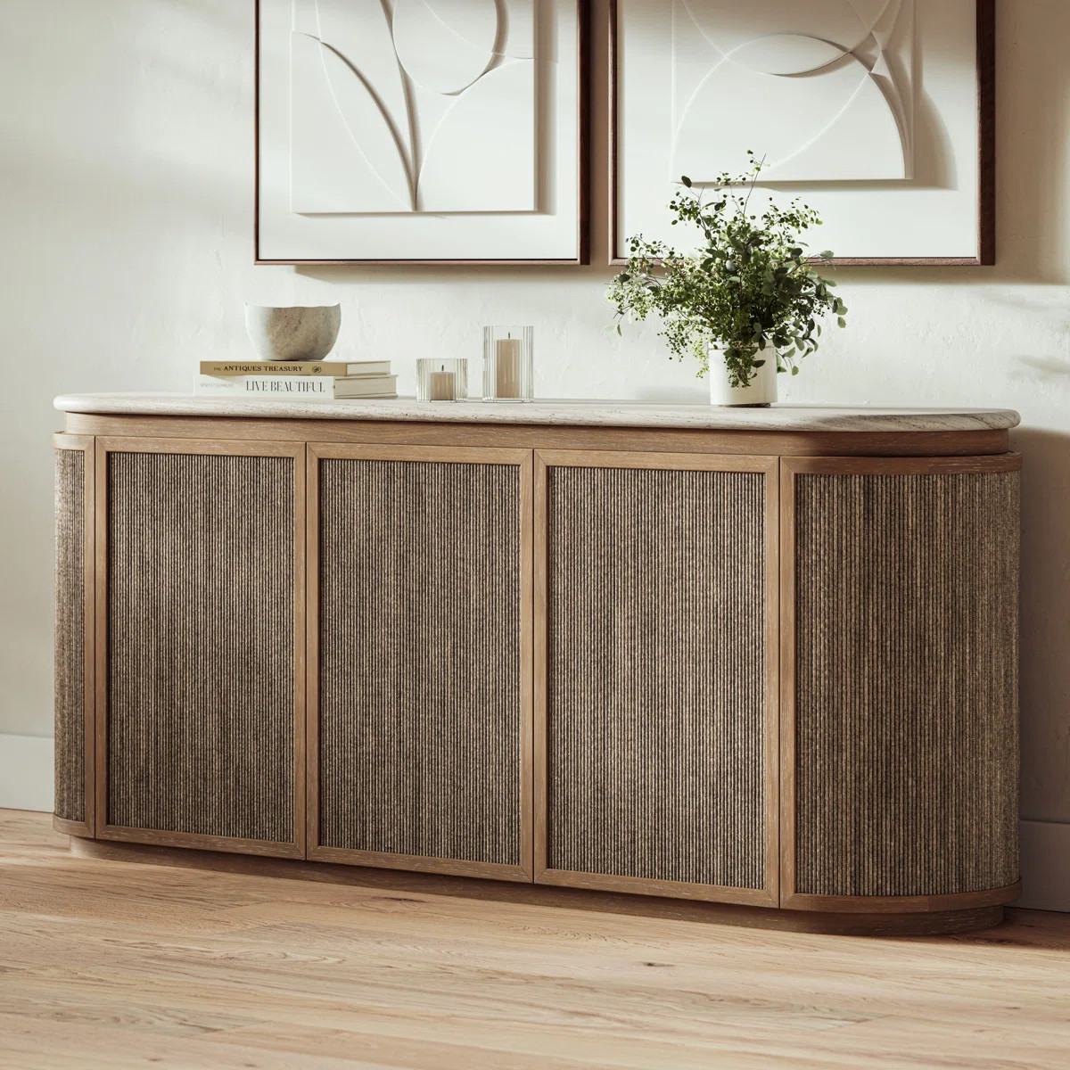 Marielle 5-Door Stone and Rope Server, Toffee | Wayfair North America