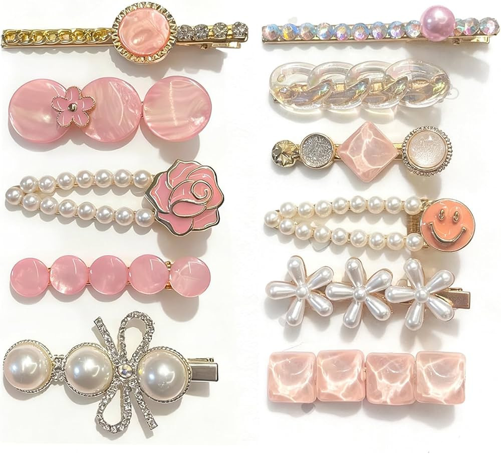 11 Pcs women's hair clip, anti pearl acrylic resin hair clip set, exquisite hair accessories, hea... | Amazon (US)