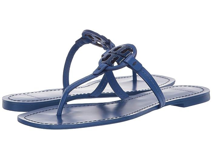 Tory Burch Mini Miller Leather Thong (Nautical Blue) Women's Shoes | Zappos
