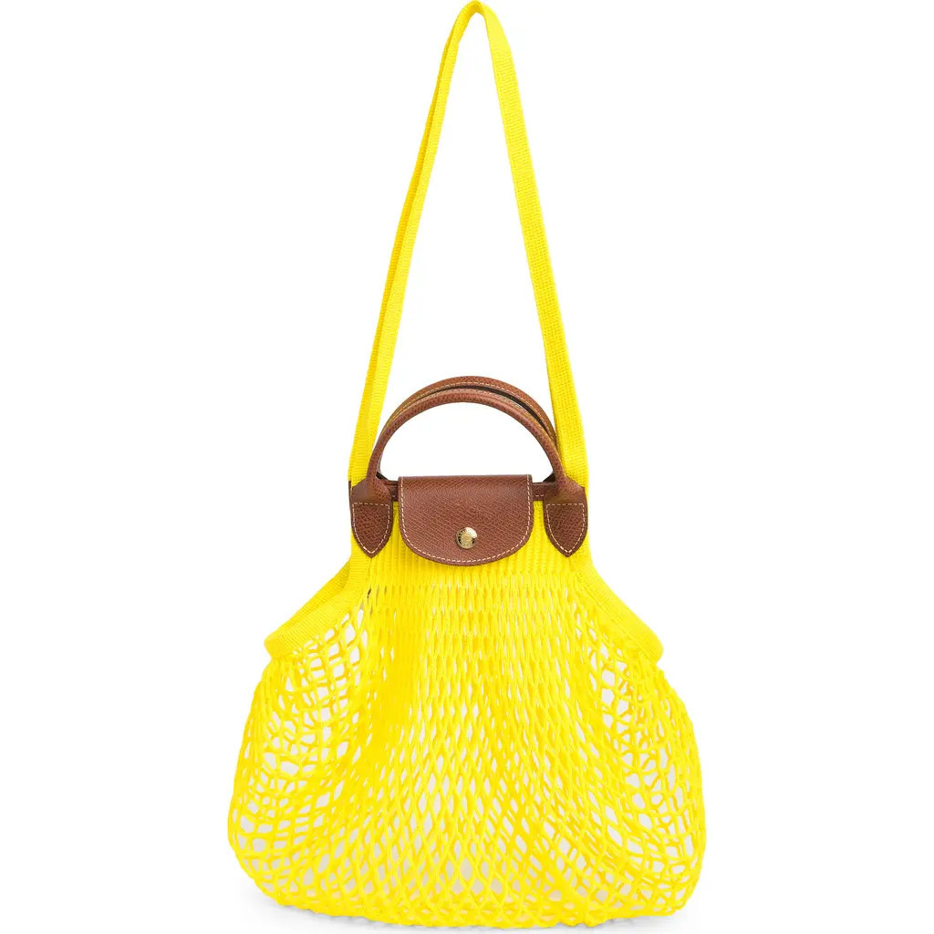 Longchamp Le Pliage Filet Knit Shoulder Bag in Lemon at Nordstrom Rack | Nordstrom Rack