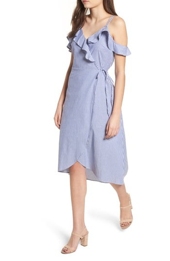 Women's Bp. Stripe Ruffle Wrap Dress | Nordstrom