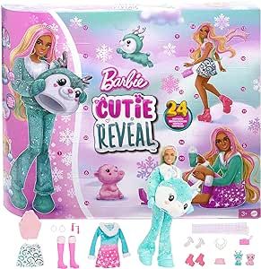 Barbie Cutie Reveal Advent Calendar & Doll, Blue & Pink Hair, 25 Surprises Include Clothes, Acces... | Amazon (US)