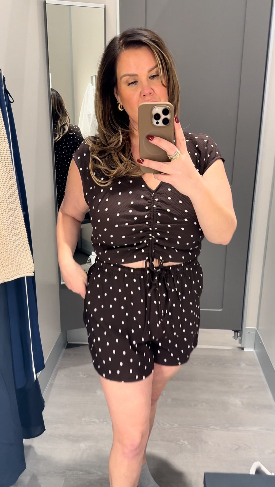 This Polka dot matching set is so adorable! It’s perfect for spring and summer and any beach vacation! The fabric is lightweight and comfy 

Wearing a large top and med bottom 

#LTKOver40 #LTKMidsize