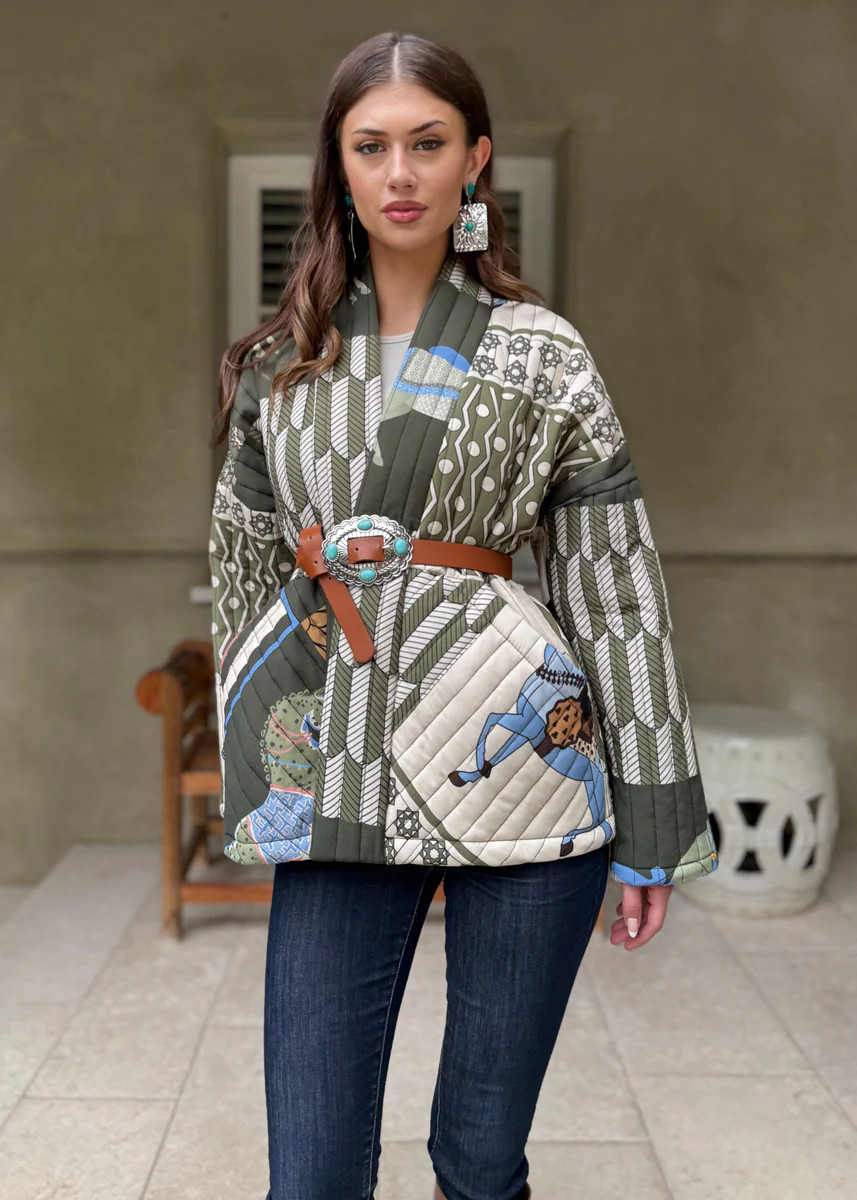 Jacqui Equestrian Quilted Puffer Jacket - Olive | Benaar La