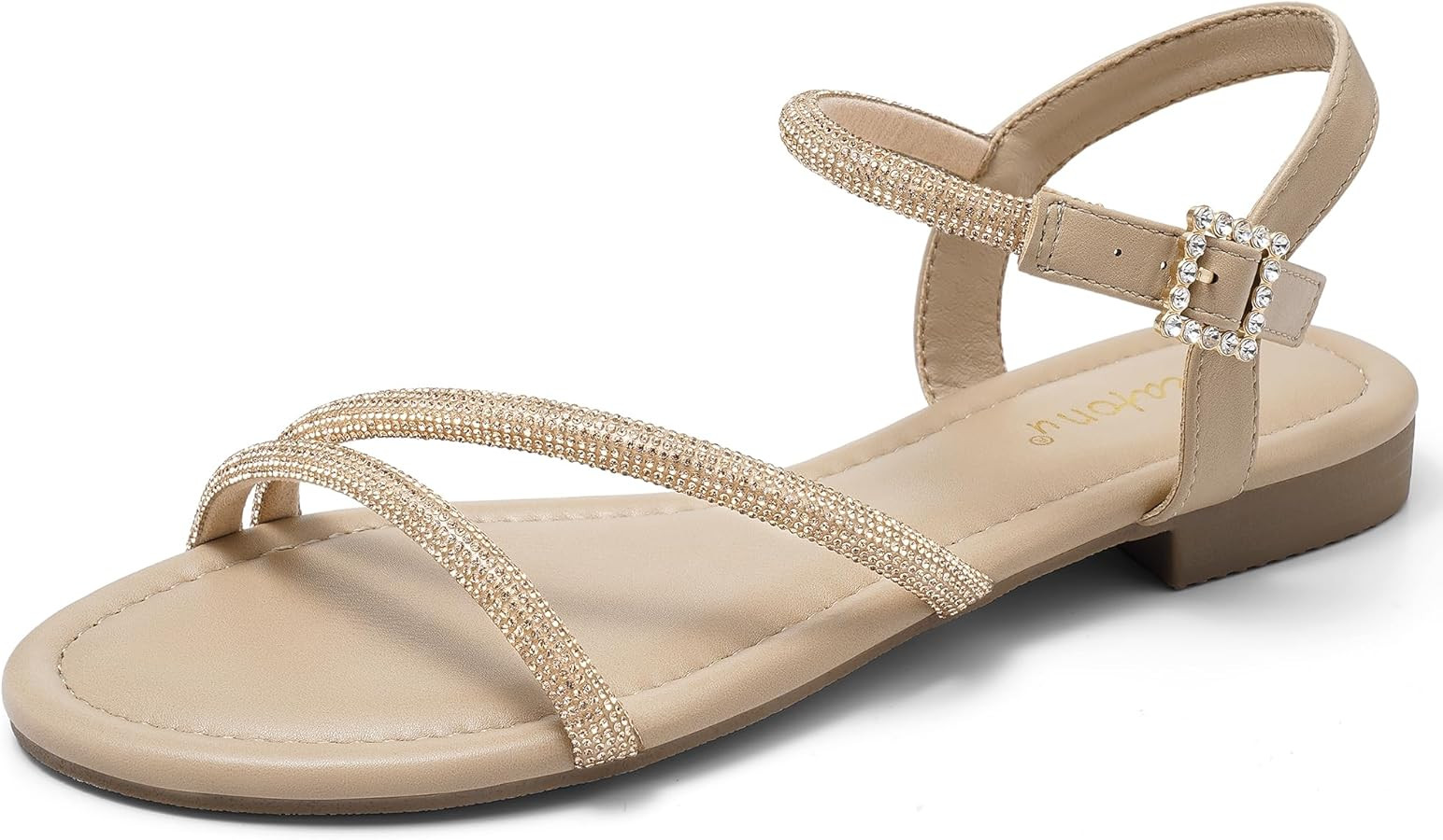Greatonu Women's Dressy Flat Sandals with Rhinestones,Comfortable Summer Sandals for Wedding, Par... | Amazon (US)