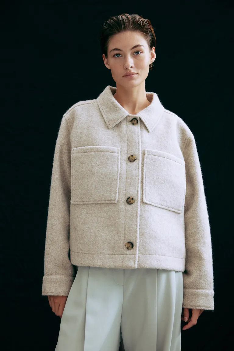 Wool-blend jacket - Beige marl - Ladies | H&M GB | H&M (UK, MY, IN, SG, PH, TW, HK)