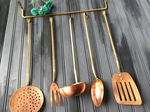 Hanging Copper Utensil Set / Copper Spatula / Copper Strainer - Etsy | Etsy (US)