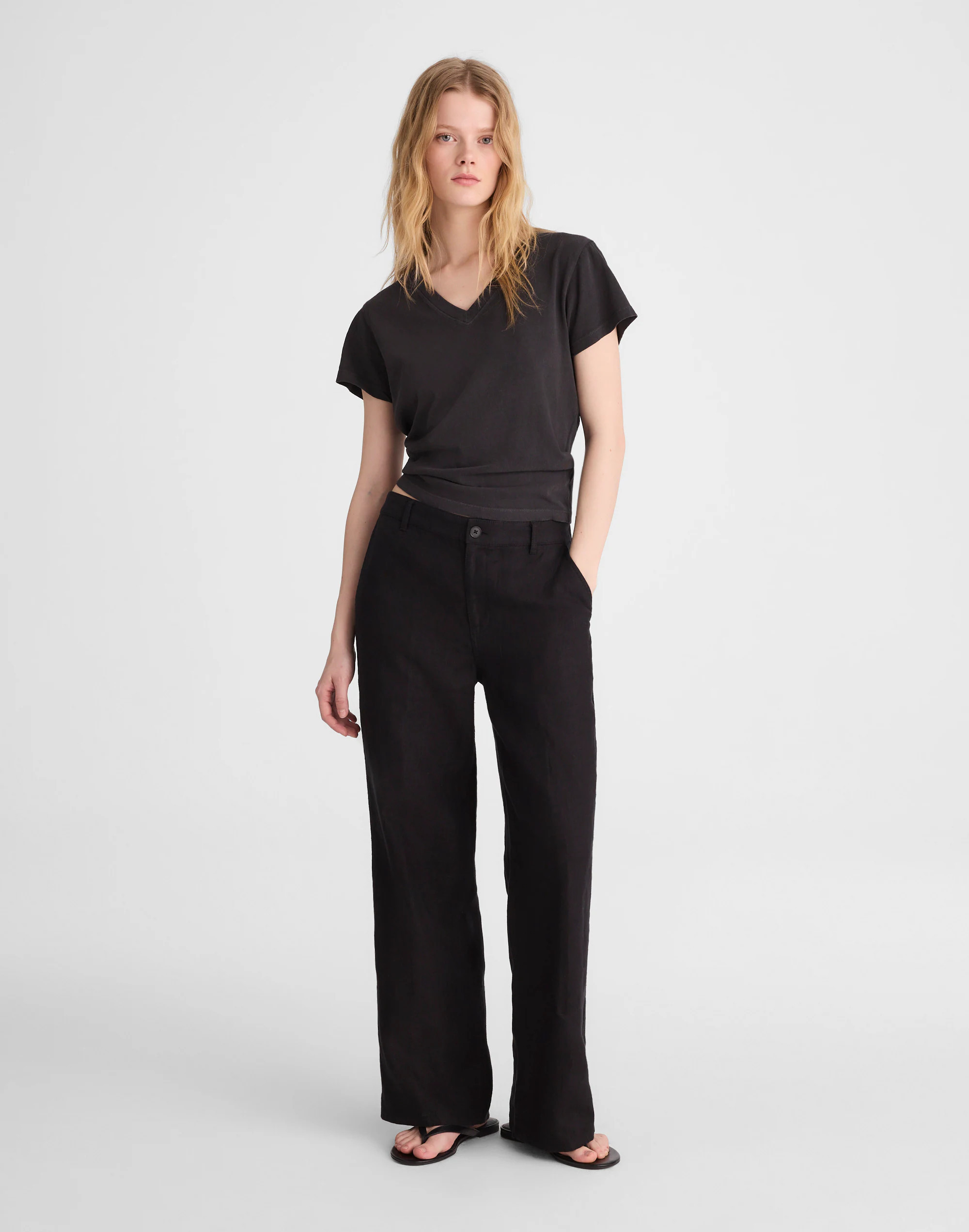 The Zoe Relaxed Straight Pant in 100% Linen | Madewell