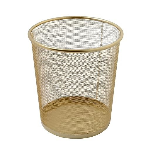 Martha Stewart Ryder Gold Mesh Metal Trash Can, 4.5 Gallon, Wastebasket for Office | Amazon (US)