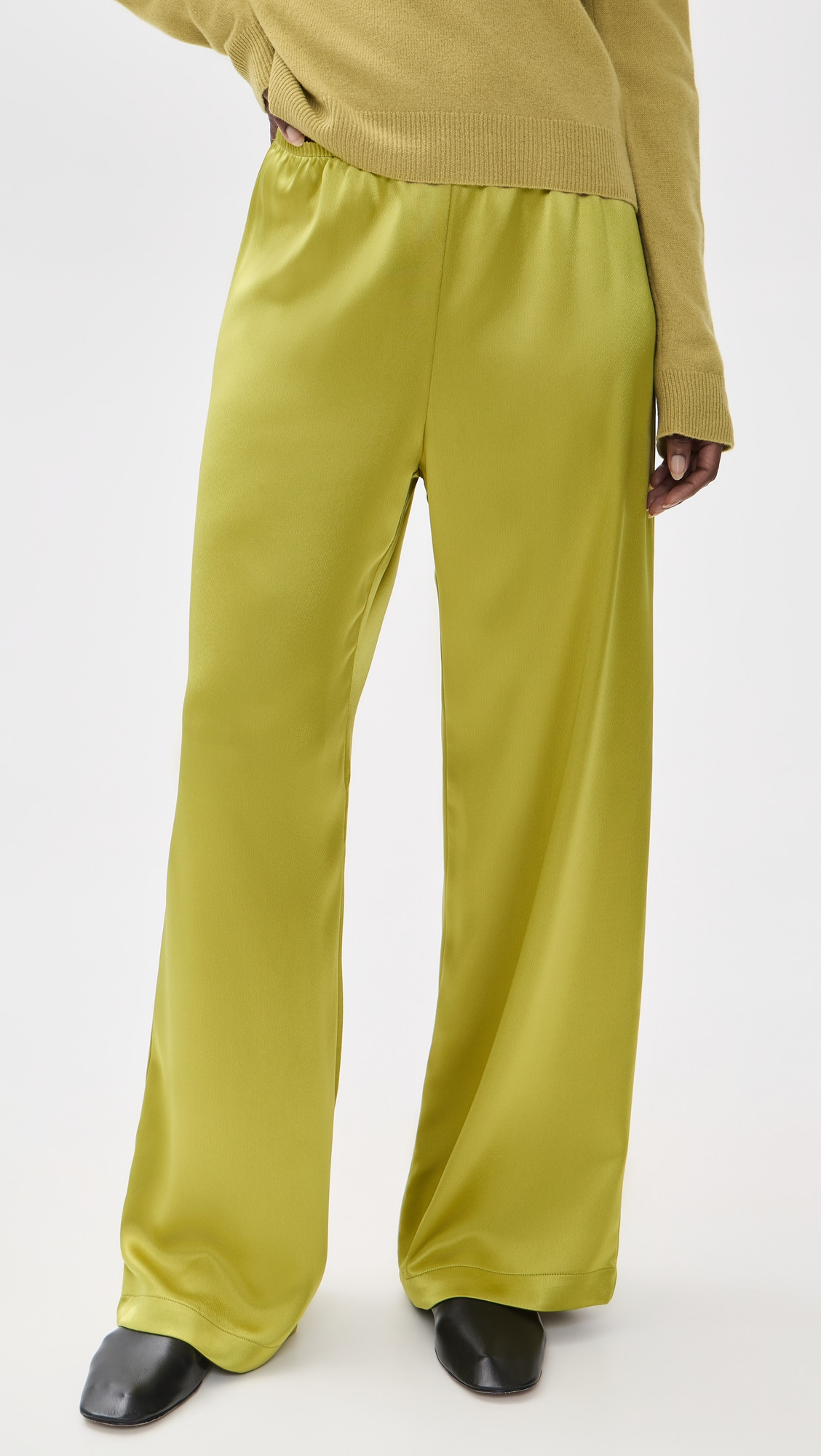 Leset Barb Wide Leg Pants Chartreuse L | Shopbop