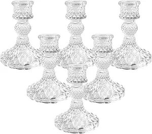 BEZURA Vintage Candle Holders for Candlesticks Taper Glass Candlestick Holder Decorative Centerpi... | Amazon (US)