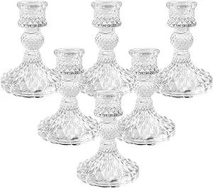 BEZURA Vintage Candle Holders for Candlesticks Taper Glass Candlestick Holder Decorative Centerpi... | Amazon (US)