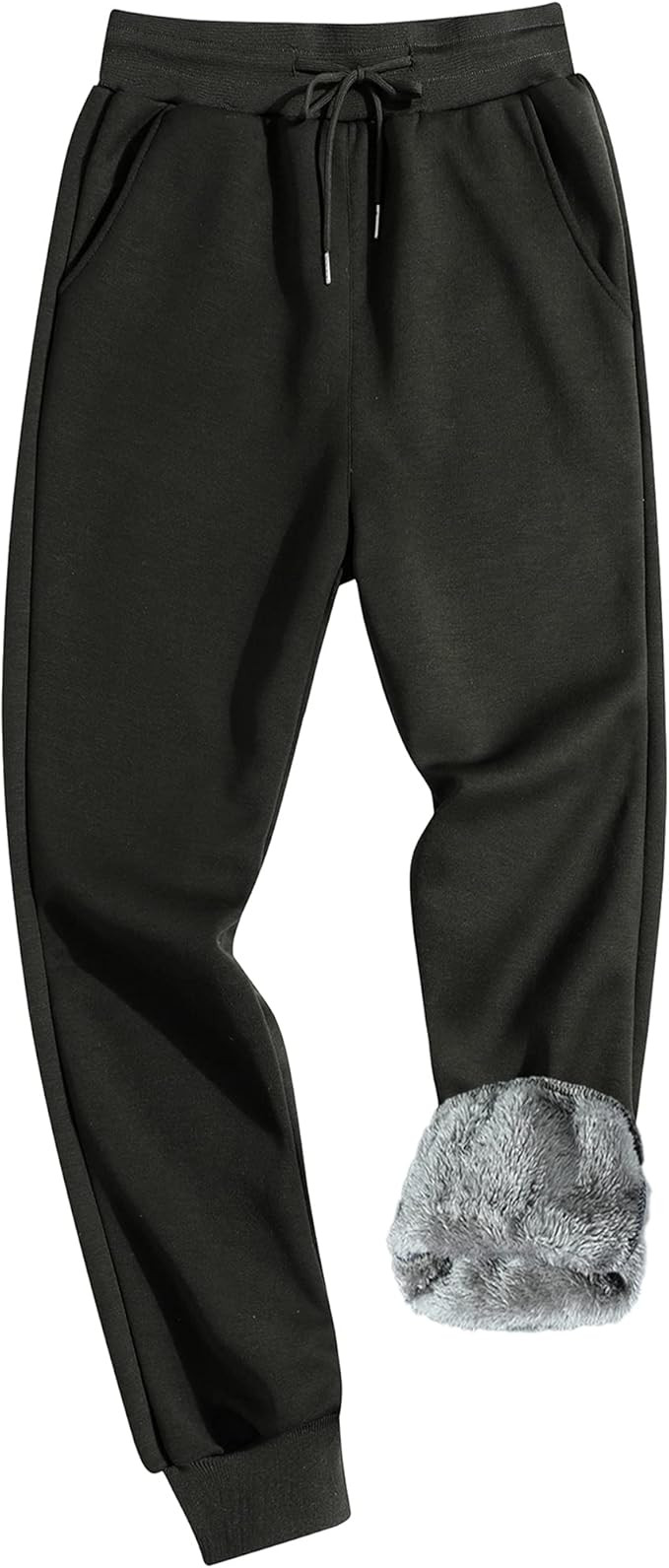 MACHLAB Men's Winter Fleece Joggers Pants Sherpa Lined Sweatpants Warm Thick Track Pants | Amazon (US)