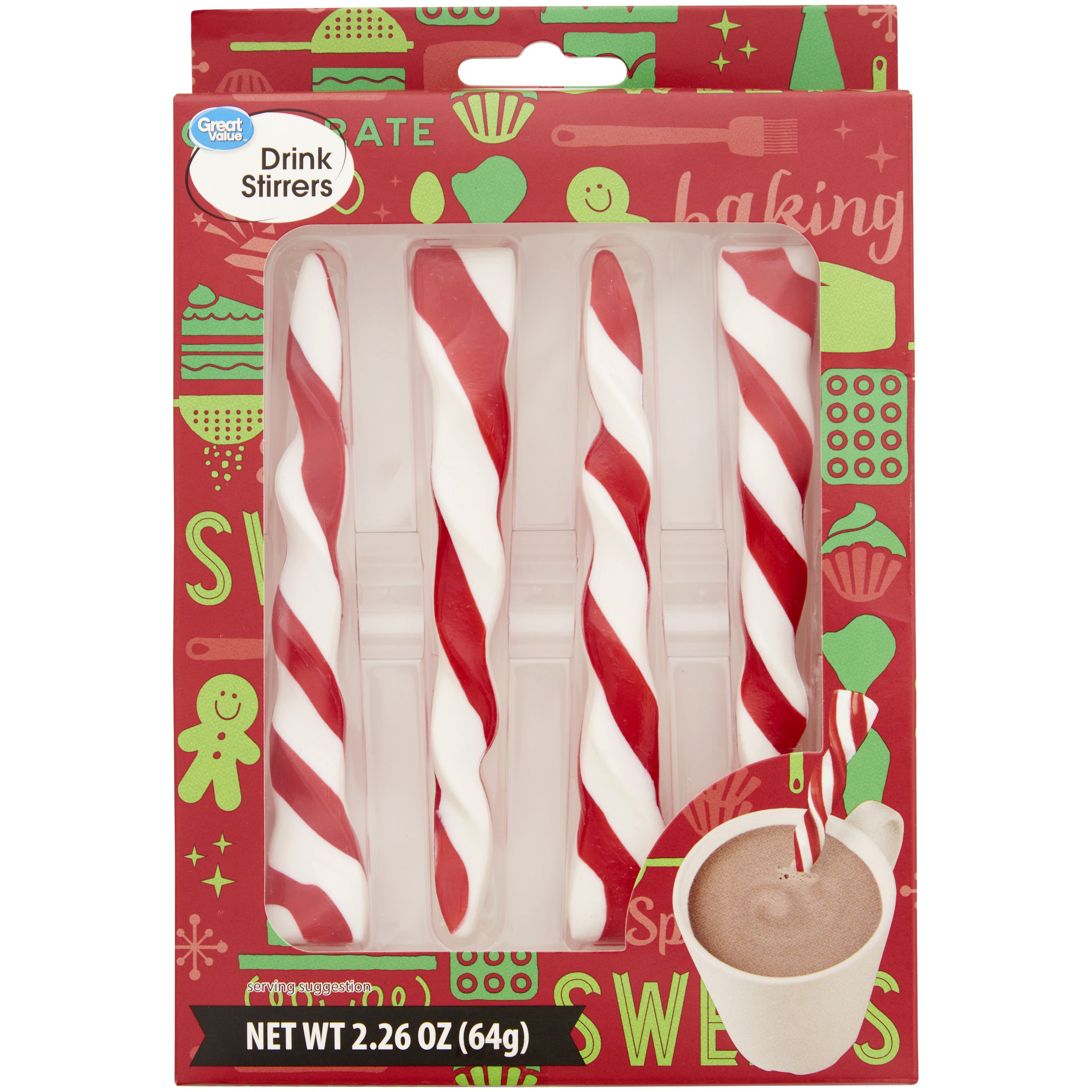 Great Value Peppermint Icicle Drink Stirring Sticks, 4-Count | Walmart (US)