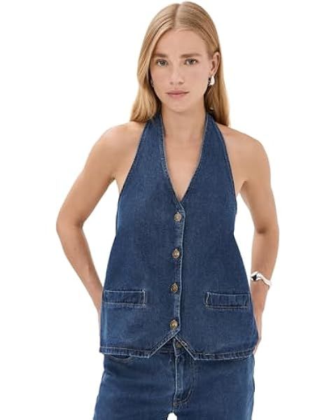 Fisoew Women's Two Piece Denim Set Button Down Backless Tank Top and Wide Leg Jeans 2 Piece Outfi... | Amazon (US)