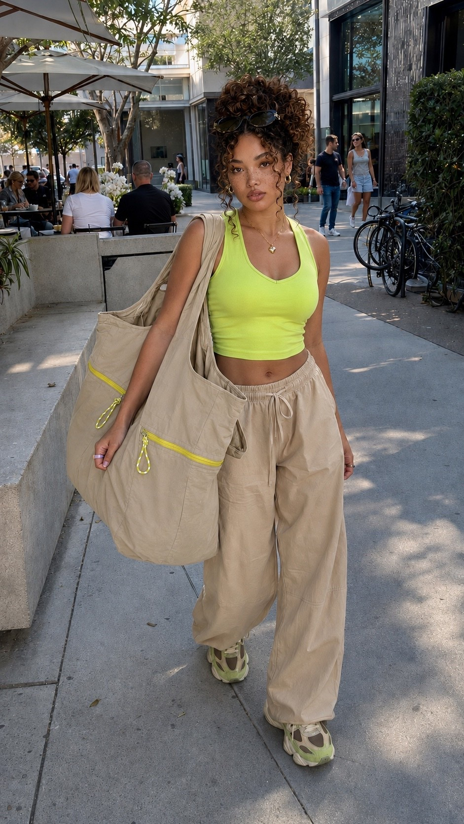 The giant tote is basically the whole personality of this outfit and I’m completely okay with that. 😂💚

This is what I want to wear when I need to be comfy enough to run around all day but still want the outfit to EAT a little. Lime tank, loose khaki pants, chunky sneakers + the oversized olive tote for everything I definitely did not need to bring with me. 😭

Such a cute option for back to school, campus, coffee runs, errands, travel days or casual weekend plans.

I linked the look + similar finds so you can recreate it! Wearing size S in clothing + size 8 shoes. 💚

#LTKdayinmylife #LTKSeasonal #LTKActive