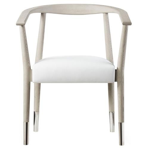 Sonder Living Soho Mid Century Taupe Oak White Upholstered Wishbone Dining Chair | Kathy Kuo Home