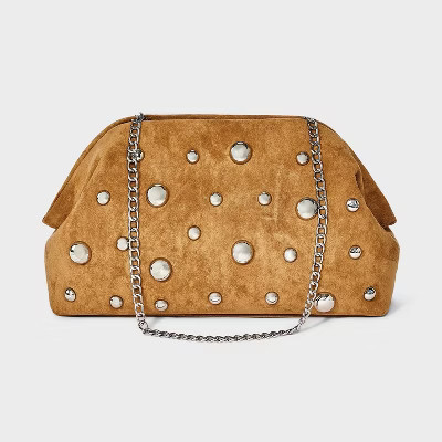 Studded Oversized Clutch - A New Day™ Brown | Target