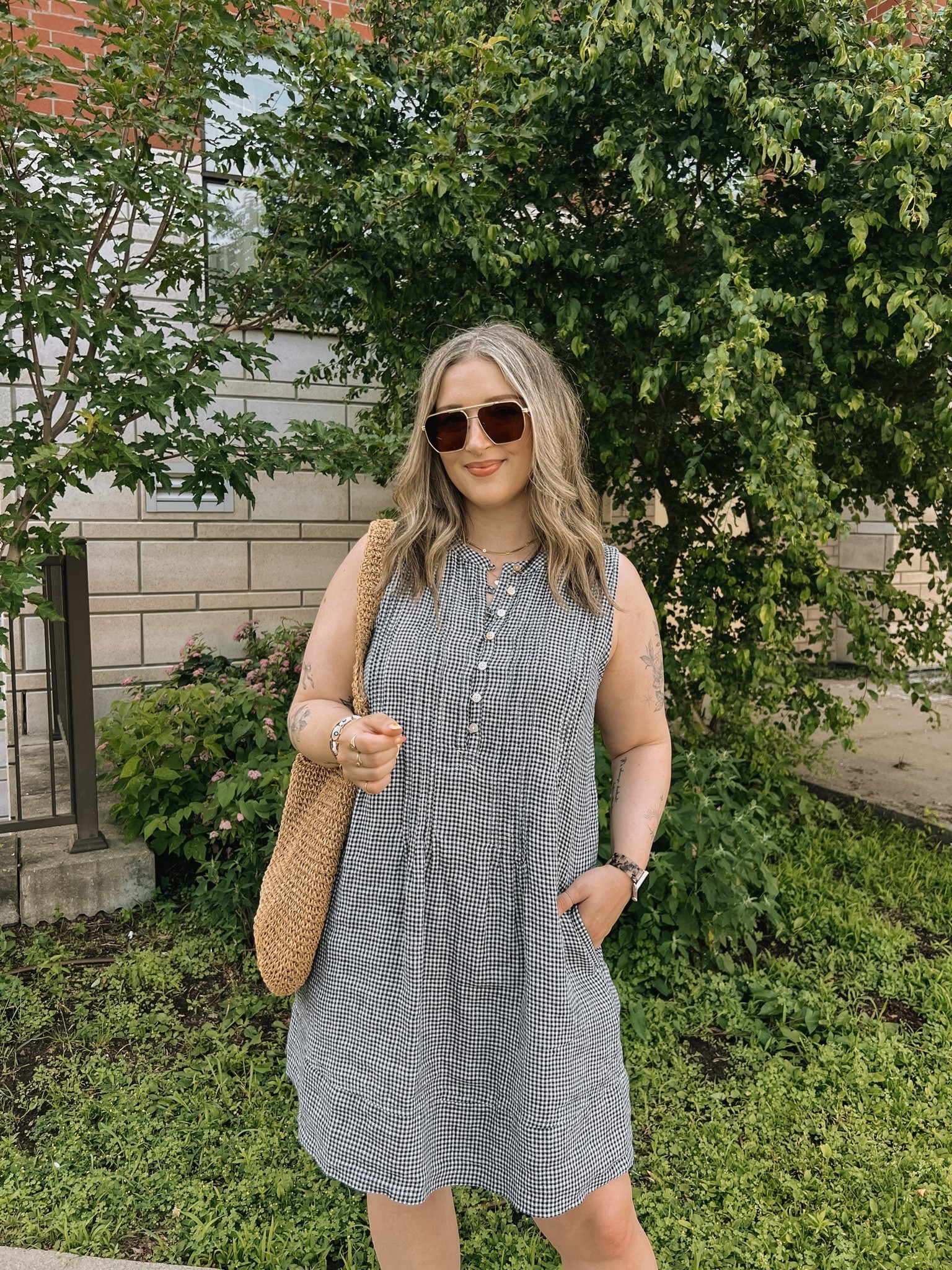 Simple summer ootd! Wearing L in the gingham dress - would be so cute for transitioning to fall too! I’m a 9.5-10 shoe and wear a 10 in the crocs sandals (Canadian link under “similar products”)

#LTKdresses #LTKmidsize #LTKsummer