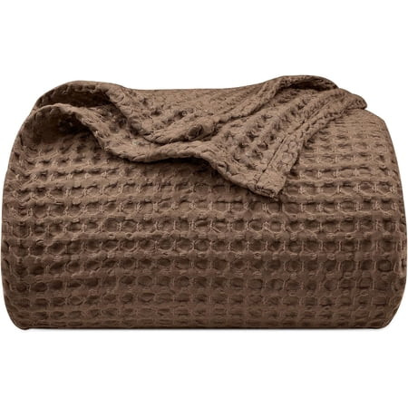 PHF Ultra Soft Waffle Weave Blanket Queen Size, Washed Lightweight Summer Breathable Blankets for Hot Sleeper, Chocolate, 90x90 inches | Walmart (US)