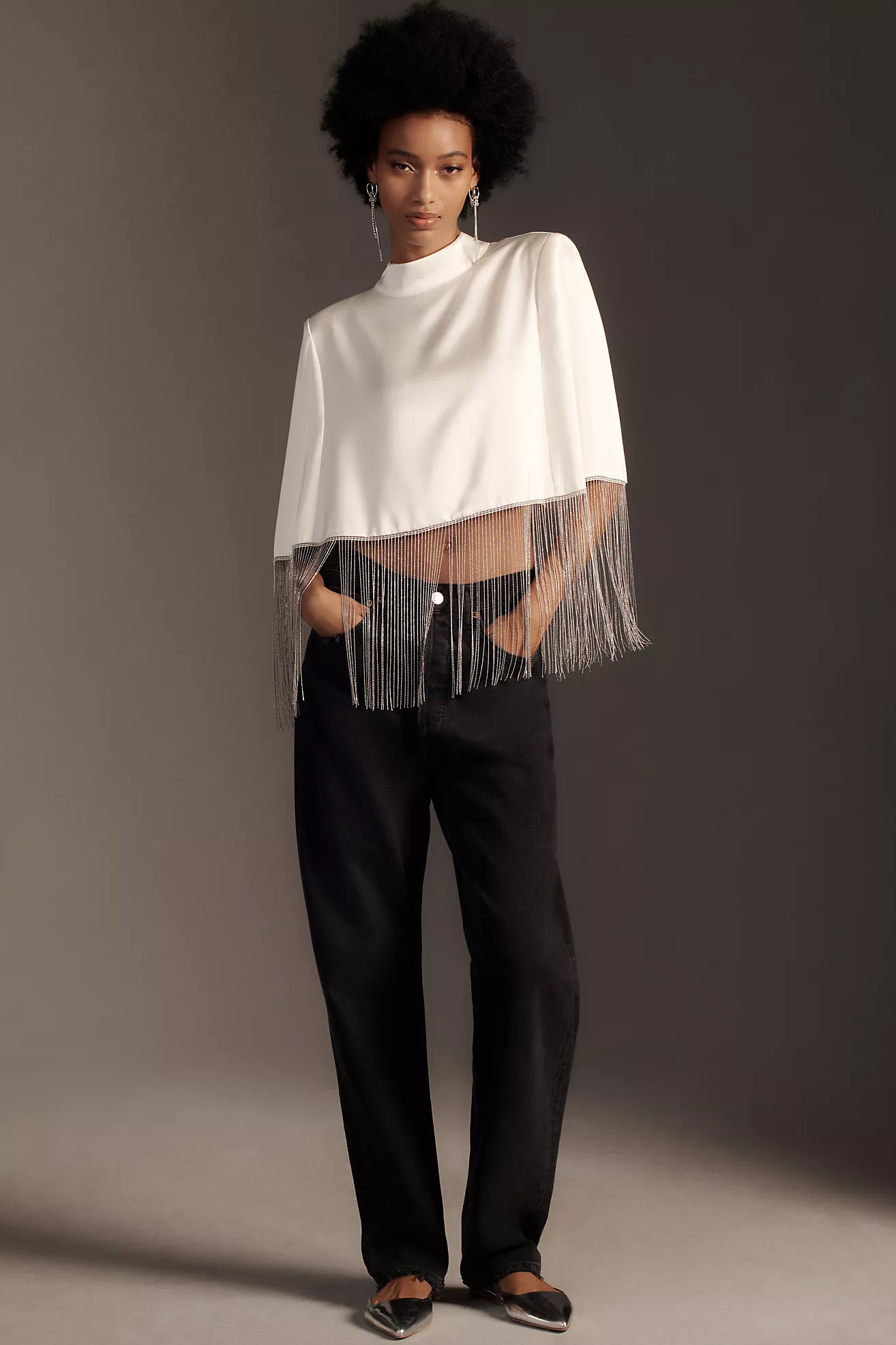 Flat White Beaded Cape | Anthropologie (US)