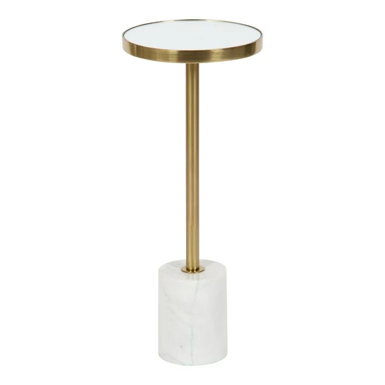 Kate and Laurel Hescott Modern Mirrored Drink Table, 10 x 10 x 24, White Marble and Gold, Glam Ro... | Walmart (US)