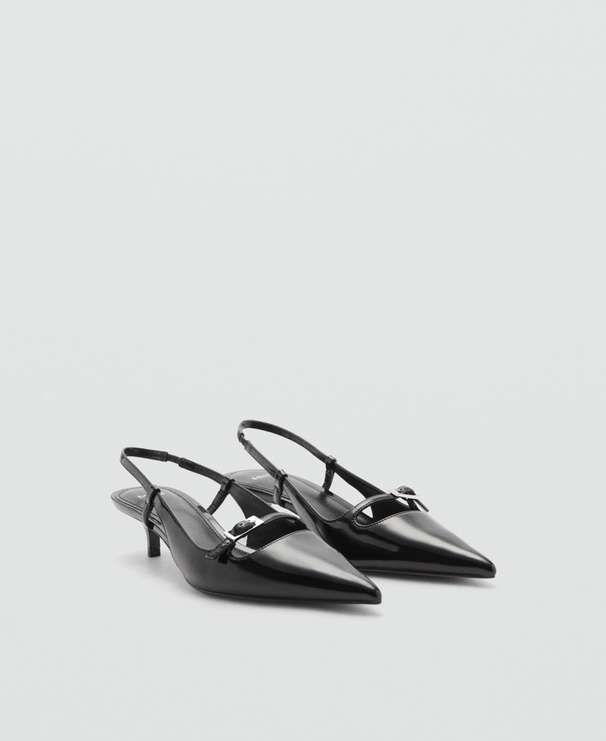 Mango Women's Buckle Detail Slingback Heeled Shoes - Black | Macy's