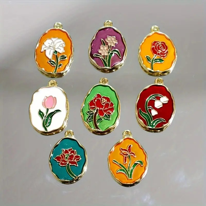 10PCS Vintage Flower Brand Alloy Enamel Charm Plant Metal Dangle Pendant For DIY Necklace Earring... | Temu Affiliate Program