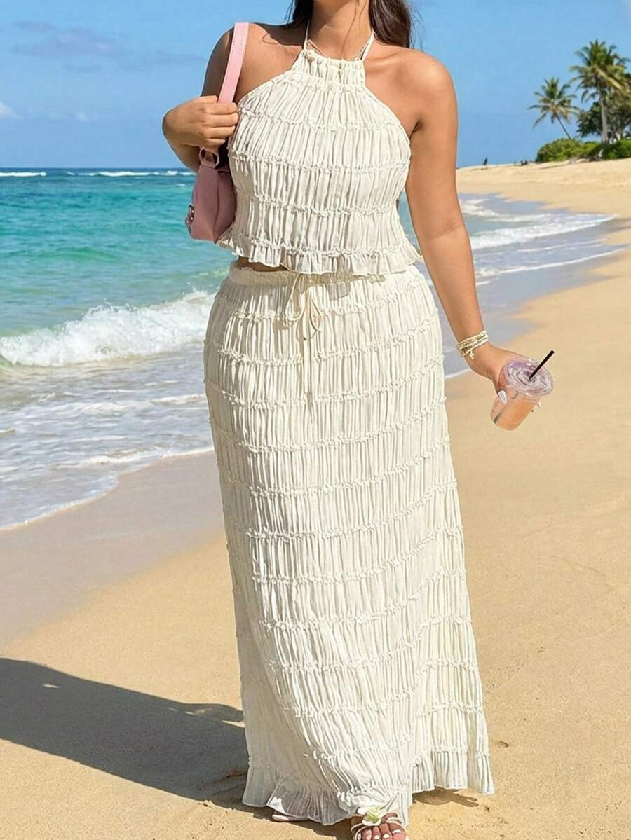 GalTyme Plus Size Women Casual White 2-Piece Set,For Daily Commute,Date, Commute, Party,Fall /Aut... | SHEIN