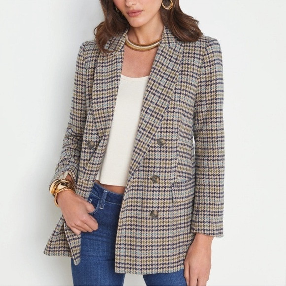 L'Agence Aimee Tweed Houndstooth Boyfriend Blazer NWOT | Poshmark