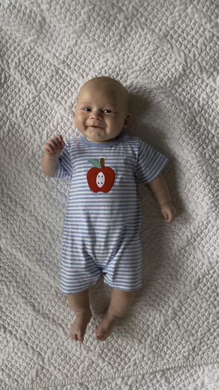 Ready for his first day of daycare in this sweet cotton romper! Little English cotton pieces are top notch. Sooo soft, great thickness, and wash beautifully! Perfect for play! 

Maybe it’s the former type A student in me, but I have always loved back to school and all the motifs that go along with it - apples, pencils, books, the works! 

Size note: I sized up so he had room to grow. Could have gone with his regular size for a more snug fit. 

#littleenglishclothing #ad @littleenglishclothing