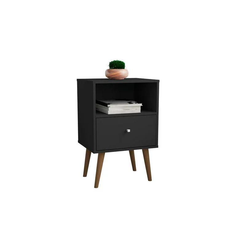 Manhattan Comfort Liberty Mid Century - Modern Nightstand 1.0 with 1 Cubby Space and 1 Drawer in ... | Walmart (US)