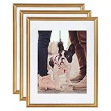 Kate and Laurel Adlynn Wall Picture Frame Set, 14" x 18" matted to 11" x 14", Gold, Set of 3 | Amazon (US)
