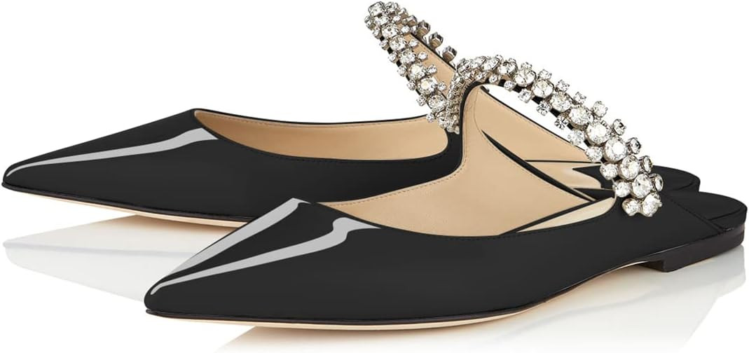 XINIUNIU Women Heeled Mules Patent Leather Strapped Mules Pointed Toe Slip On Sandals for Women R... | Amazon (US)