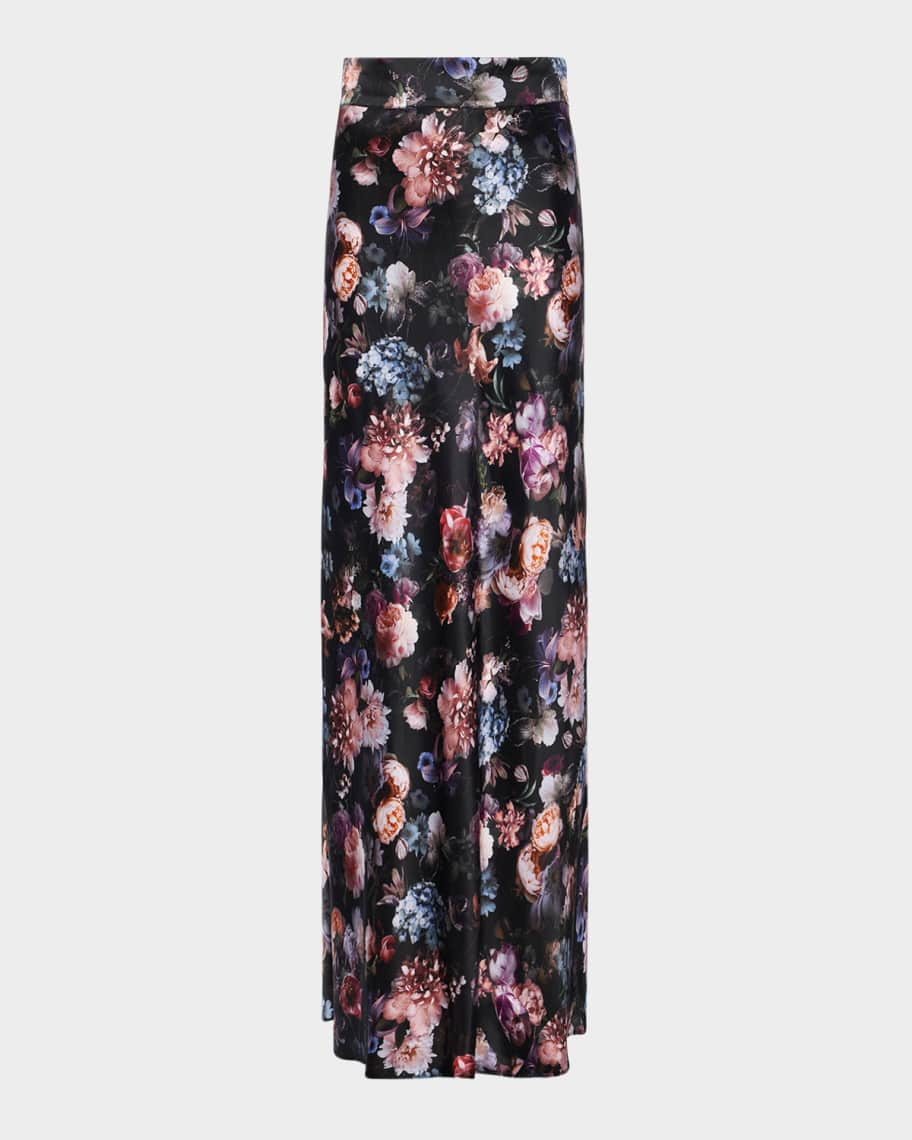 L'Agence Ryker Bias-Cut Floral Silk Skirt | Neiman Marcus