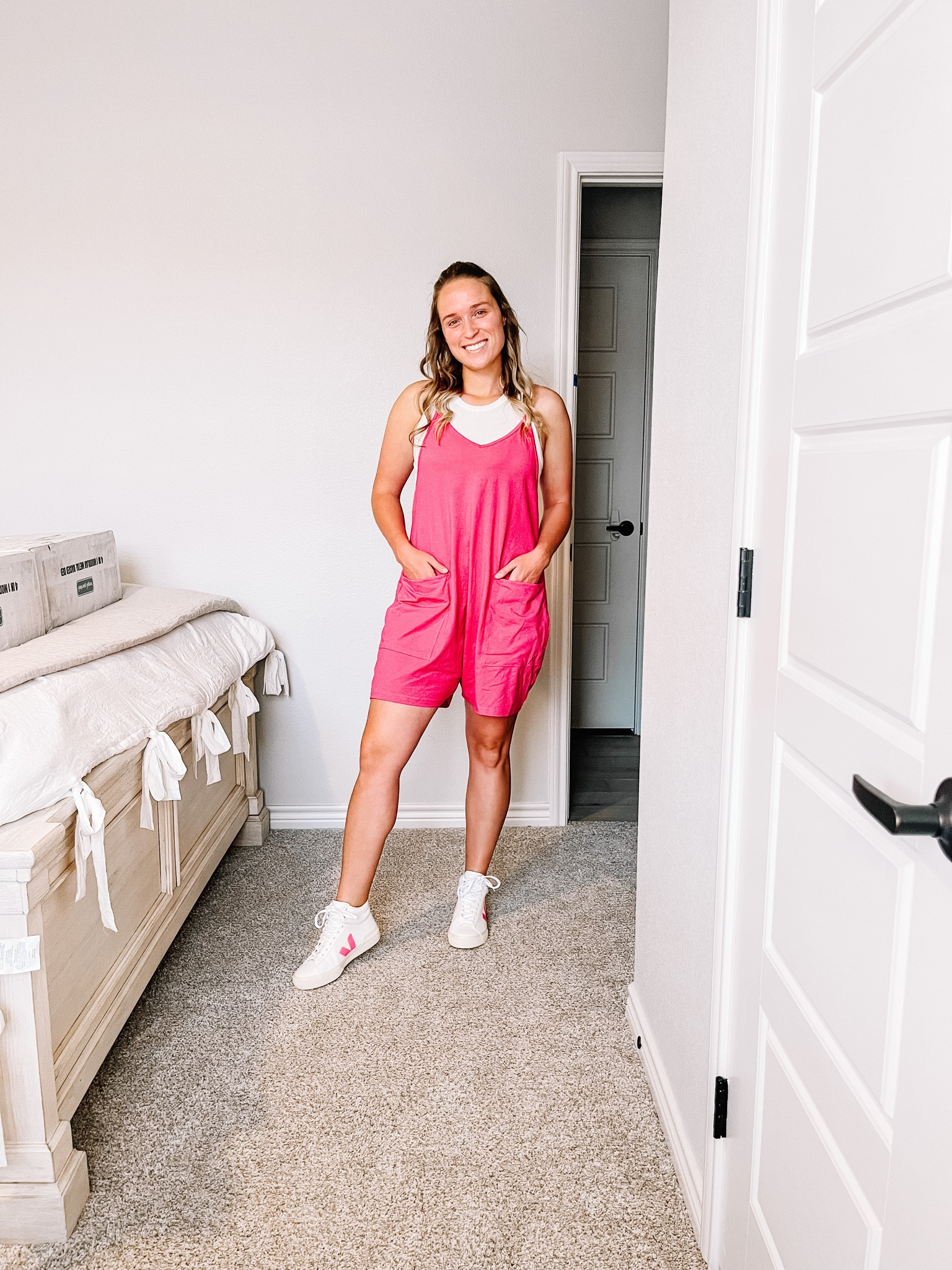 Super cute and comfy mom outfit. Veja Minotaur outfit, romper outfit, summer outfit, high top outfit 

#LTKshoecrush #LTKSeasonal #LTKstyletip