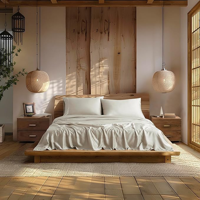 Linen Closet 500 Threadcount Tencel Lyocell 4-Piece Sheet Set, Queen, Tan | Amazon (US)