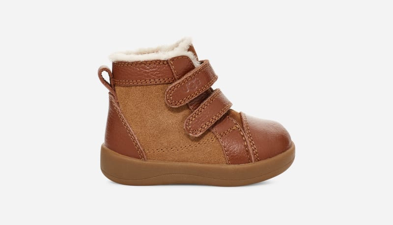 UGG® Infants' Rennon II Leather/Suede Sneakers in Chestnut, Size 0-6 mos | UGG (US)