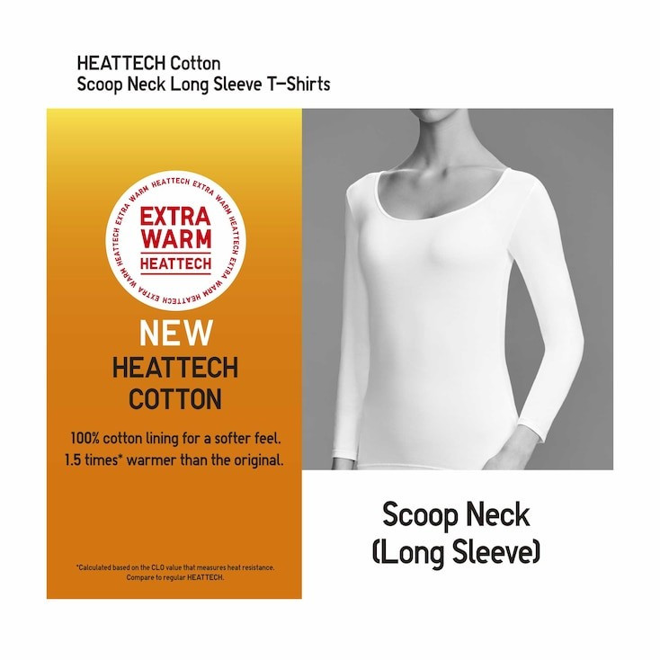 WOMEN HEATTECH COTTON SCOOP NECK LONG-SLEEVE T-SHIRT (EXTRA WARM) | UNIQLO (US)